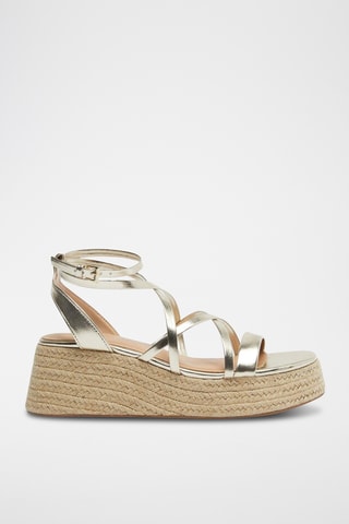 Sandalen met Sleehak - Zilverkleurig