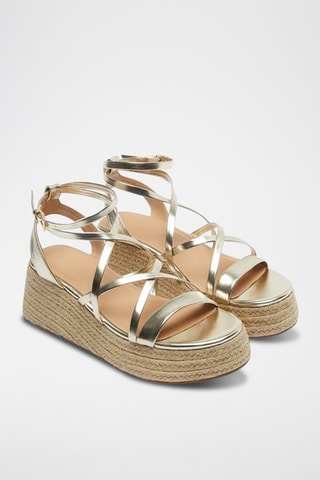 Sandalen met Sleehak - Zilverkleurig