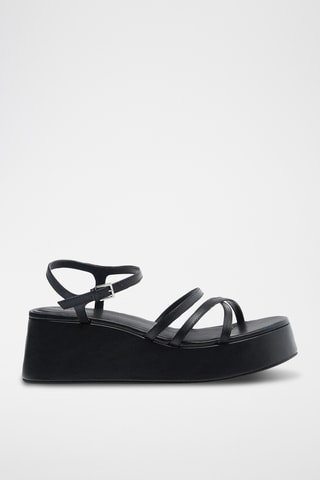 Sandalen met Sleehak - Zwart
