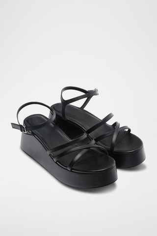 Sandalen met Sleehak - Zwart