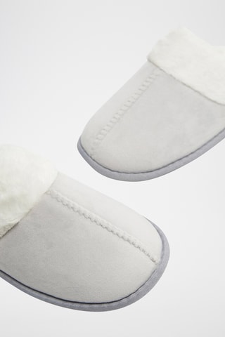 Pantoufles fourrées - Gris clair