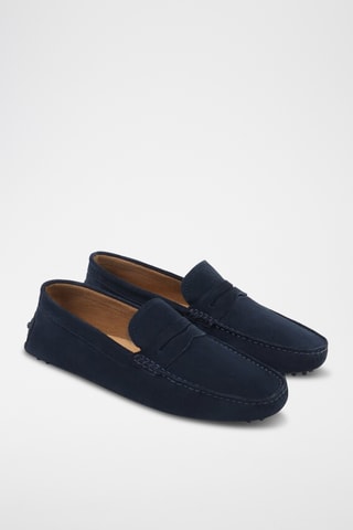 Mocassins en nubuck - Bleu marine