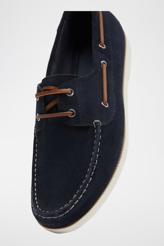 Chaussures bateau en nubuck - Bleu marine