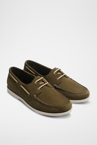 Chaussures bateau en nubuck - Kaki