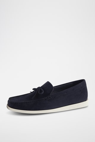 Chaussures bateau en nubuck - Bleu marine