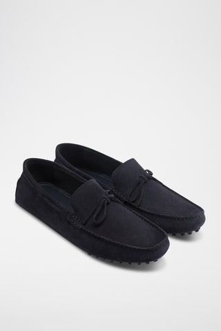 Chaussures bateau en nubuck - Bleu marine