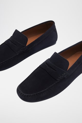 Mocassins en nubuck - Bleu marine