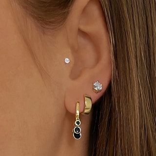 Boucles d'oreilles - Laiton doré & oxyde de zirconium