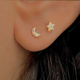 Boucles d'oreilles - Laiton doré & oxyde de zirconium