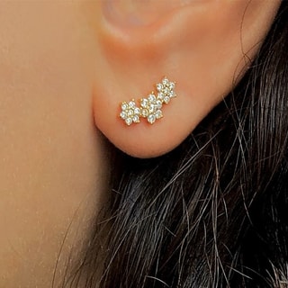 Boucles d'oreilles - Laiton doré & oxyde de zirconium