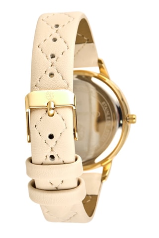 Kunstleren Quartz Horloge - Roze en Goudkleurig