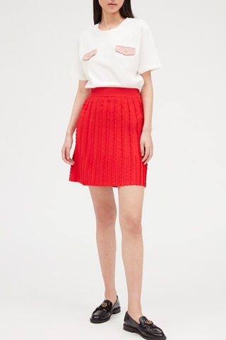 Jupe courte en maille - Rouge