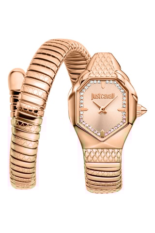 Montre à quartz en acier et doré à l'or rose