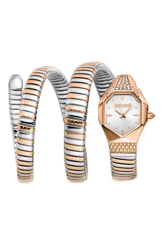 Montre à quartz en acier - Argenté et doré rose
