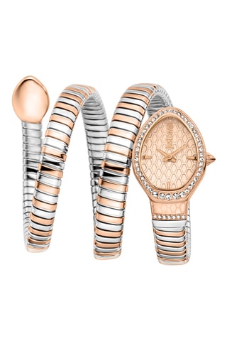 Montre à quartz en acier - Argenté et doré rose