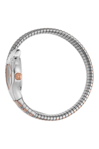 Montre à quartz en acier  et cristaux tchèques - Argenté et doré rose