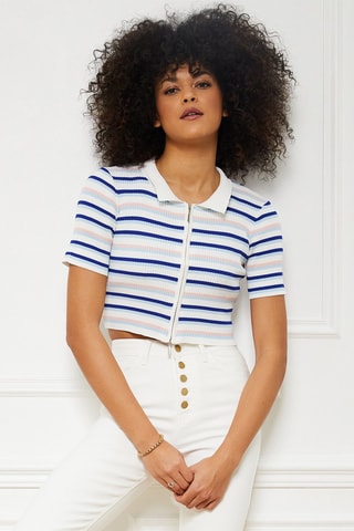 Gilet Tina - Ciel et blanc