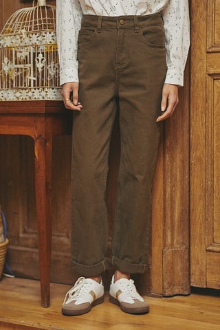 Pantalon droit taille haute Pepitte - Kaki