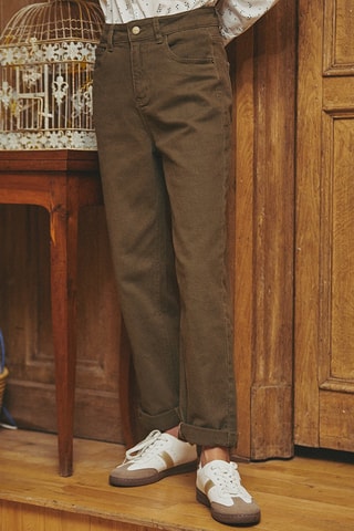 Pantalon droit taille haute Pepitte - Kaki