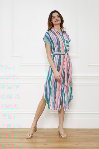 Robe chemise Ralissa - Vert et rose