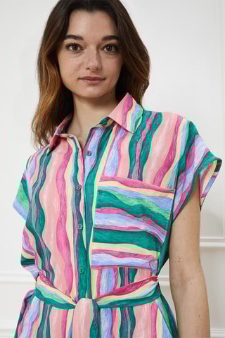 Robe chemise Ralissa - Vert et rose