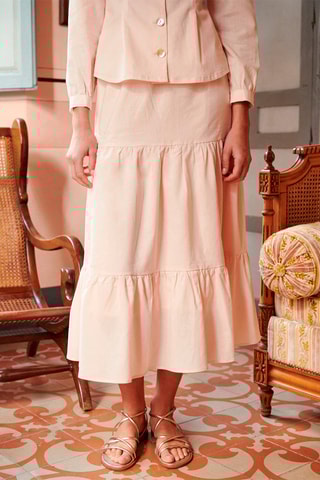 Jupe midi en lin Janita - Rose
