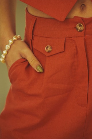 Short en lin taille haute Ilie - Rouge brique