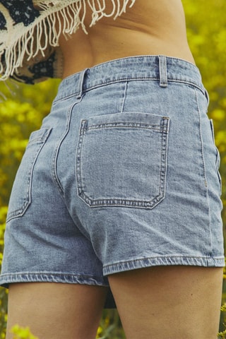 Short en jean taille haute Inoxe - Bleu