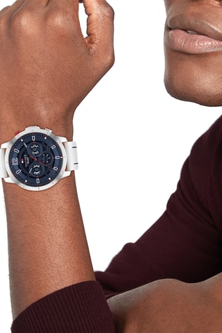 Silicone Quartz Horloge Luca - Wit en Zilverkleurig