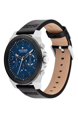 Leren Quartz Horloge Lance - Zwart
