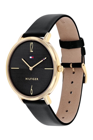Leren Quartz Horloge Liza - Zwart en Goudkleurig