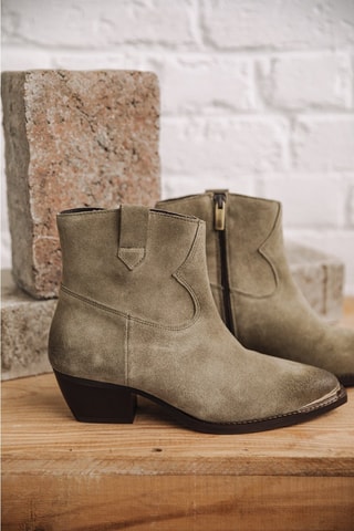 Bottines en croûte de cuir nubuck Sixtin Suede - Taupe