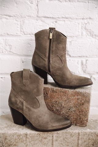Bottines en croûte de cuir nubuck Luana Suede - Taupe