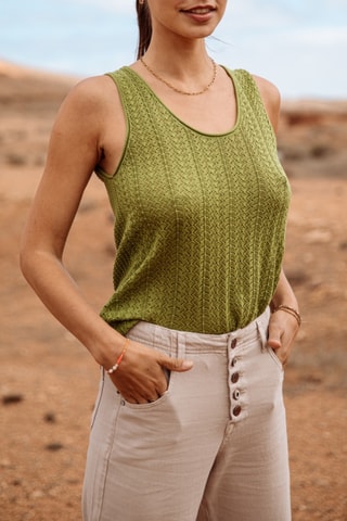 Camisola de alças Dulcia Pointelle - Verde