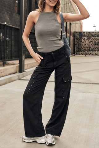 Camisola de alças Doriane Rib - Preto