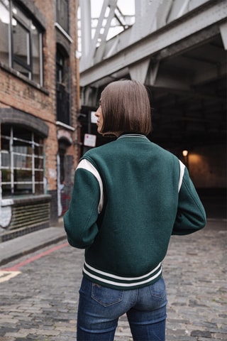 Bomber em lã - Verde e branco