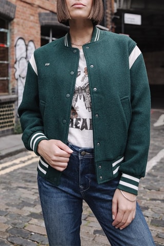 Bomber em lã - Verde e branco