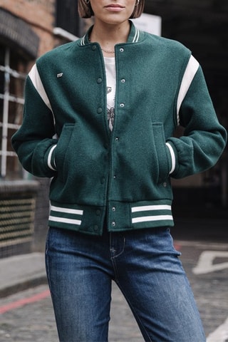 Bomber em lã - Verde e branco