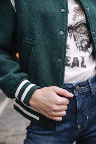Bomber em lã - Verde e branco