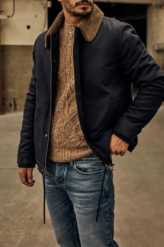 Veste fourrée - Bleu marine