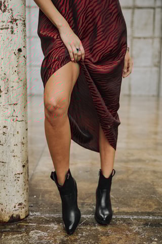 Vestido Mia Red Zebra - Vermelho-escuro e preto