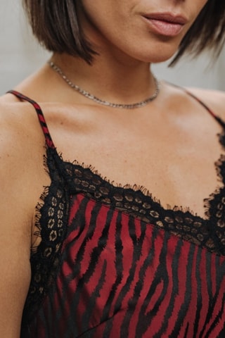 Vestido Mia Red Zebra - Vermelho-escuro e preto