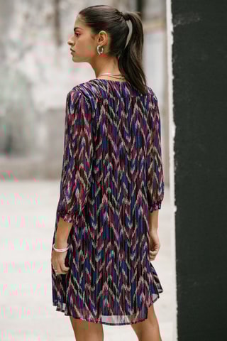 Vestido amplo Juna Funky Wood - Preto