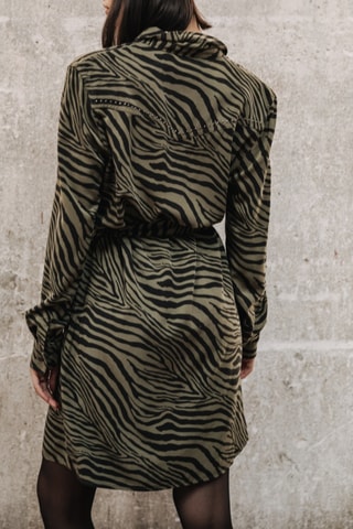 Vestido-camisa Ravissa Svanna - Verde-azeitona e preto