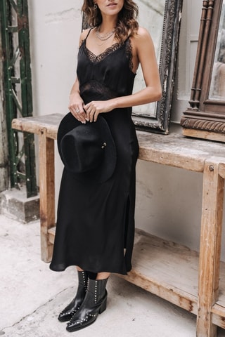 Vestido comprido Romentica Lace - Preto