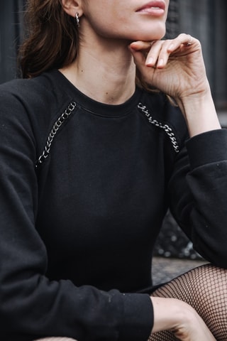 Vestido-sweat Roselia Chain - Preto