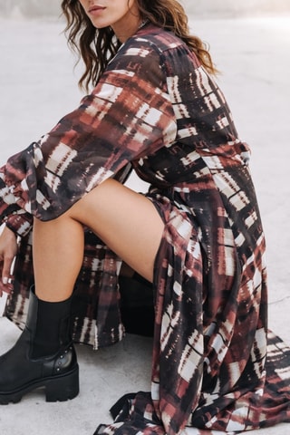 Vestido Rosella Blurry Gingham - Multicor