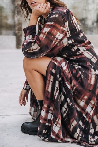Vestido Rosella Blurry Gingham - Multicor