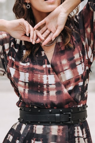 Vestido Rosella Blurry Gingham - Multicor