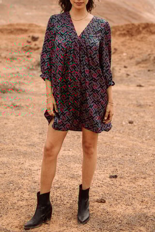 Vestido Juna Cruz - Rosa e verde
